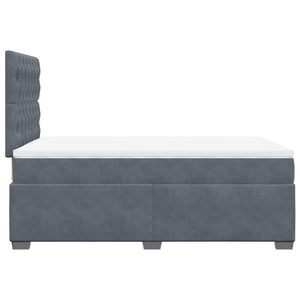 Κρεβάτι Boxspring με Στρώμα Σκούρο Γκρι 120x200 εκ. Βελούδινο - Pakobazaar