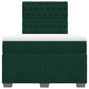 Κρεβάτι Boxspring με Στρώμα Σκούρο Πράσινο 120x200εκ. Βελούδινο - Pakobazaar