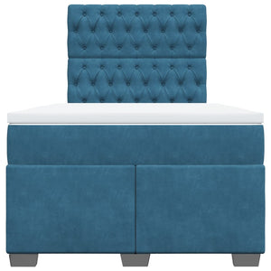 Κρεβάτι Boxspring με Στρώμα Μπλε 120x200 εκ. Βελούδινο - Pakobazaar