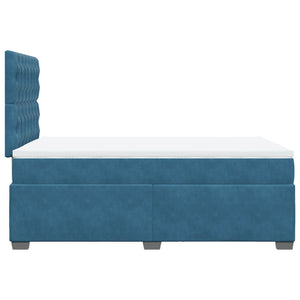 Κρεβάτι Boxspring με Στρώμα Μπλε 120x200 εκ. Βελούδινο - Pakobazaar
