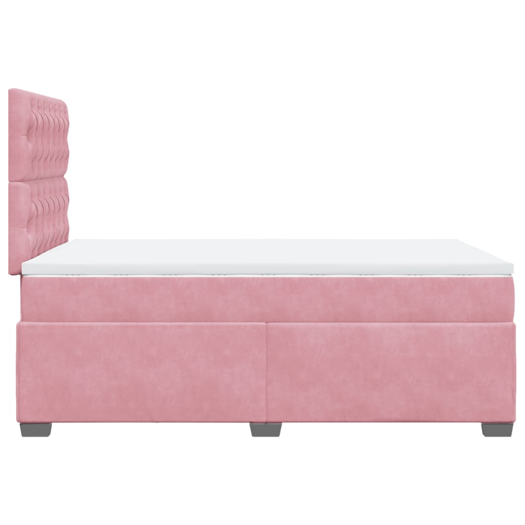 Κρεβάτι Boxspring με Στρώμα Ροζ 120x200 εκ. Βελούδινο