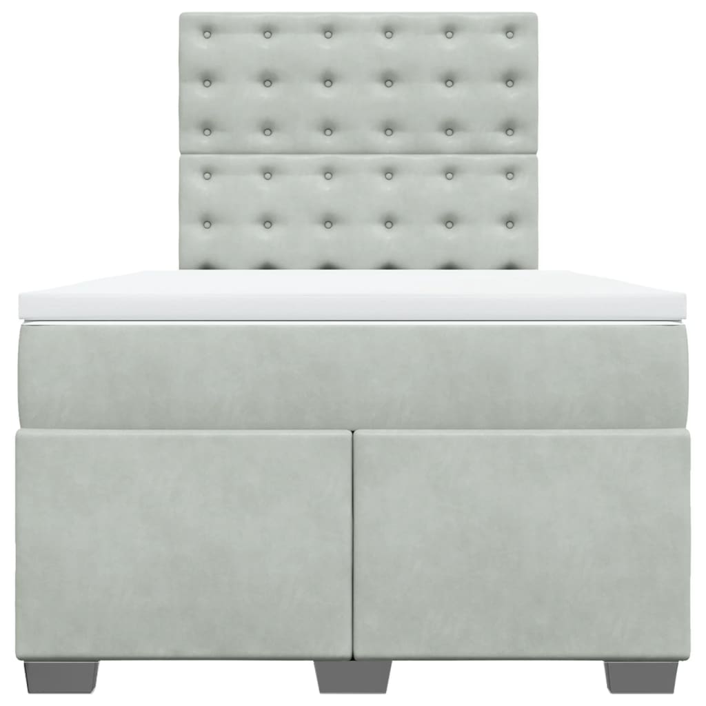 Κρεβάτι Boxspring με Στρώμα Ανοιχτό Γκρι 120x200 εκ. Βελούδινο - Pakobazaar
