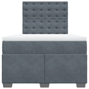 Κρεβάτι Boxspring με Στρώμα Σκούρο Γκρι 120x200 εκ. Βελούδινο - Pakobazaar