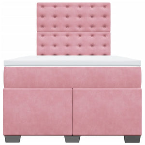 Κρεβάτι Boxspring με Στρώμα Ροζ 120x200 εκ. Βελούδινο - Pakobazaar