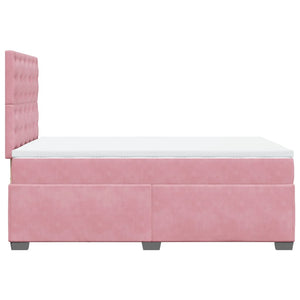 Κρεβάτι Boxspring με Στρώμα Ροζ 120x200 εκ. Βελούδινο - Pakobazaar