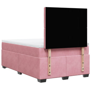 Κρεβάτι Boxspring με Στρώμα Ροζ 120x200 εκ. Βελούδινο - Pakobazaar