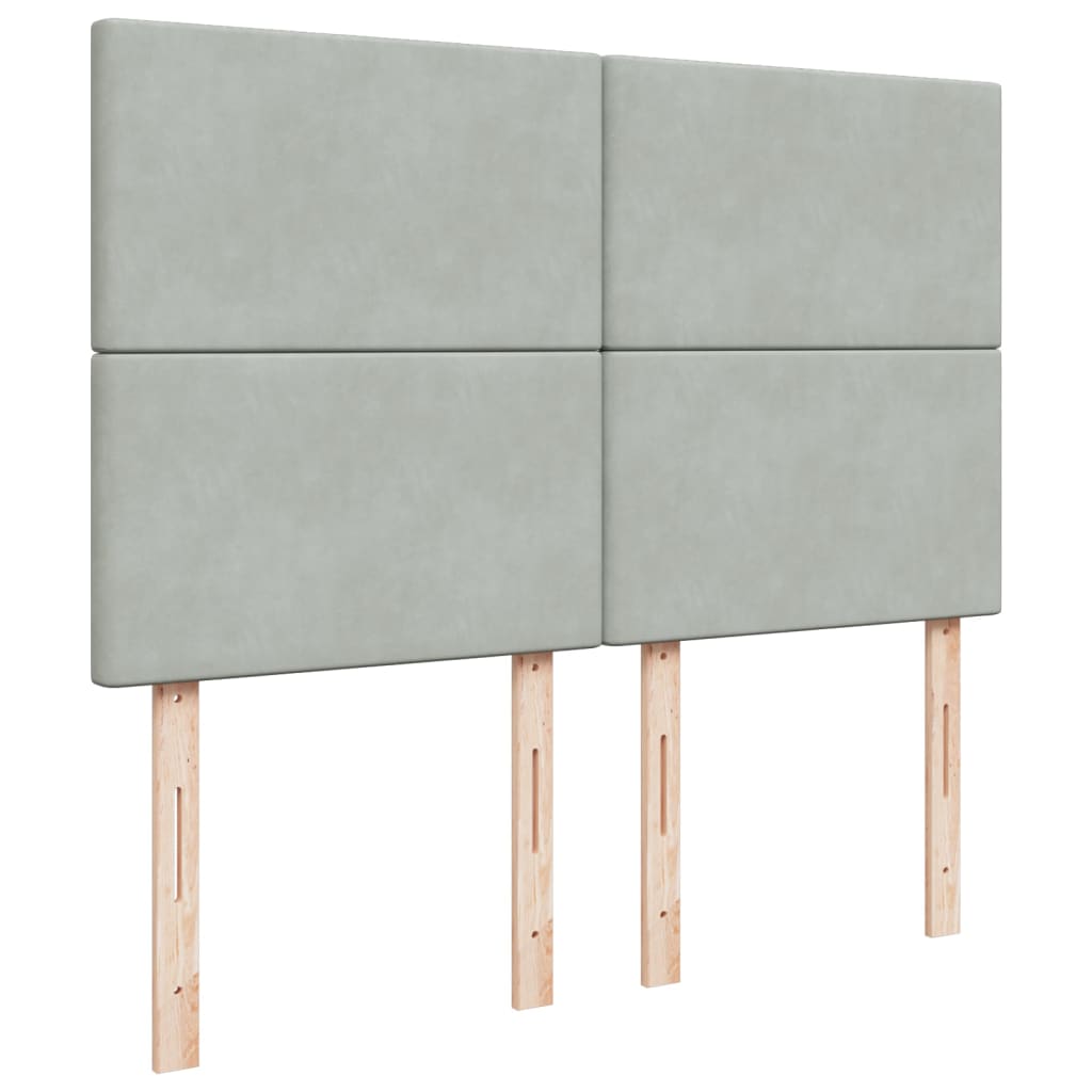 Κρεβάτι Boxspring με Στρώμα Ανοιχτό Γκρι 140x190 εκ. Βελούδινο - Pakobazaar
