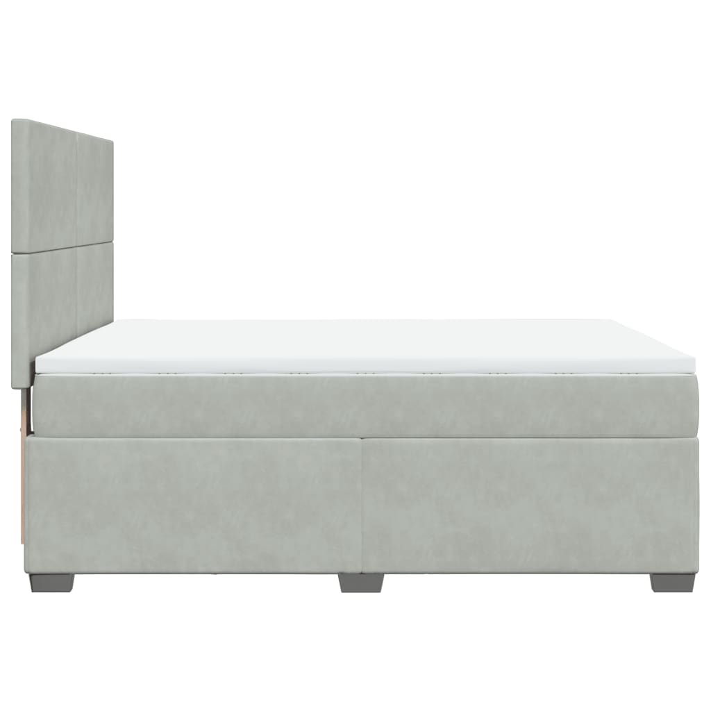 Κρεβάτι Boxspring με Στρώμα Ανοιχτό Γκρι 140x190 εκ. Βελούδινο - Pakobazaar