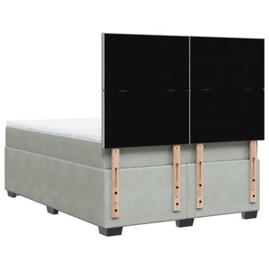 Κρεβάτι Boxspring με Στρώμα Ανοιχτό Γκρι 140x190 εκ. Βελούδινο - Pakobazaar