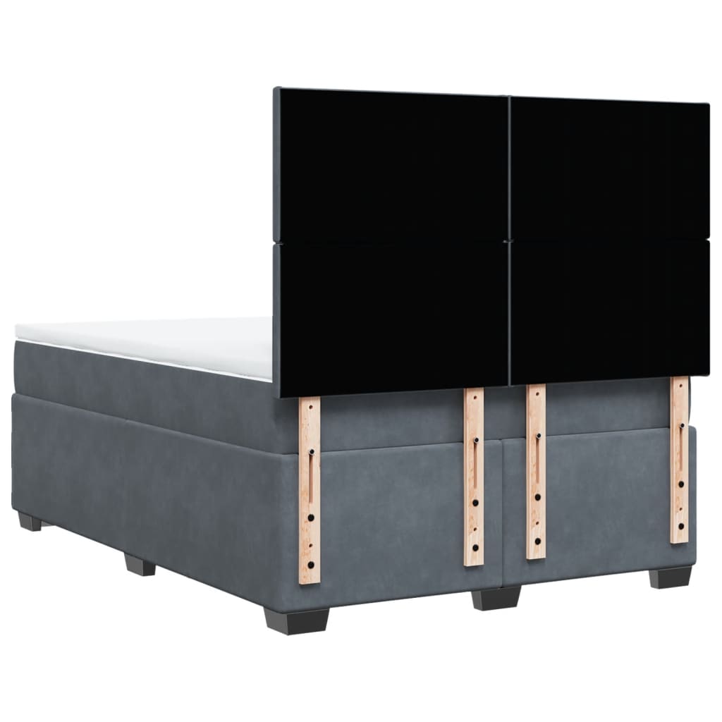 Κρεβάτι Boxspring με Στρώμα Σκούρο Γκρι 140x190 εκ. Βελούδινο - Pakobazaar