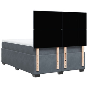 Κρεβάτι Boxspring με Στρώμα Σκούρο Γκρι 140x190 εκ. Βελούδινο - Pakobazaar