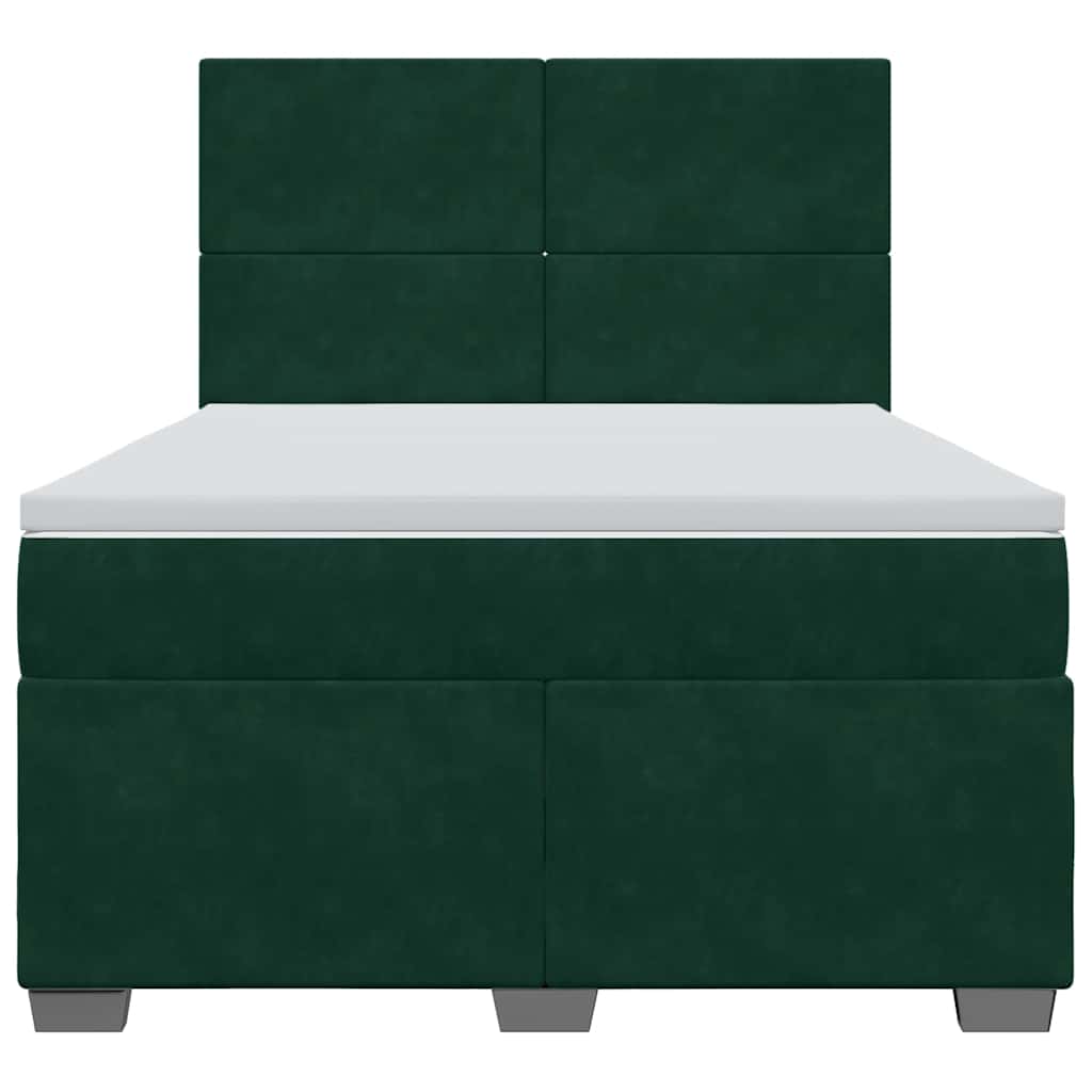 Κρεβάτι Boxspring με Στρώμα Σκούρο Πράσινο 140x190εκ. Βελούδινο