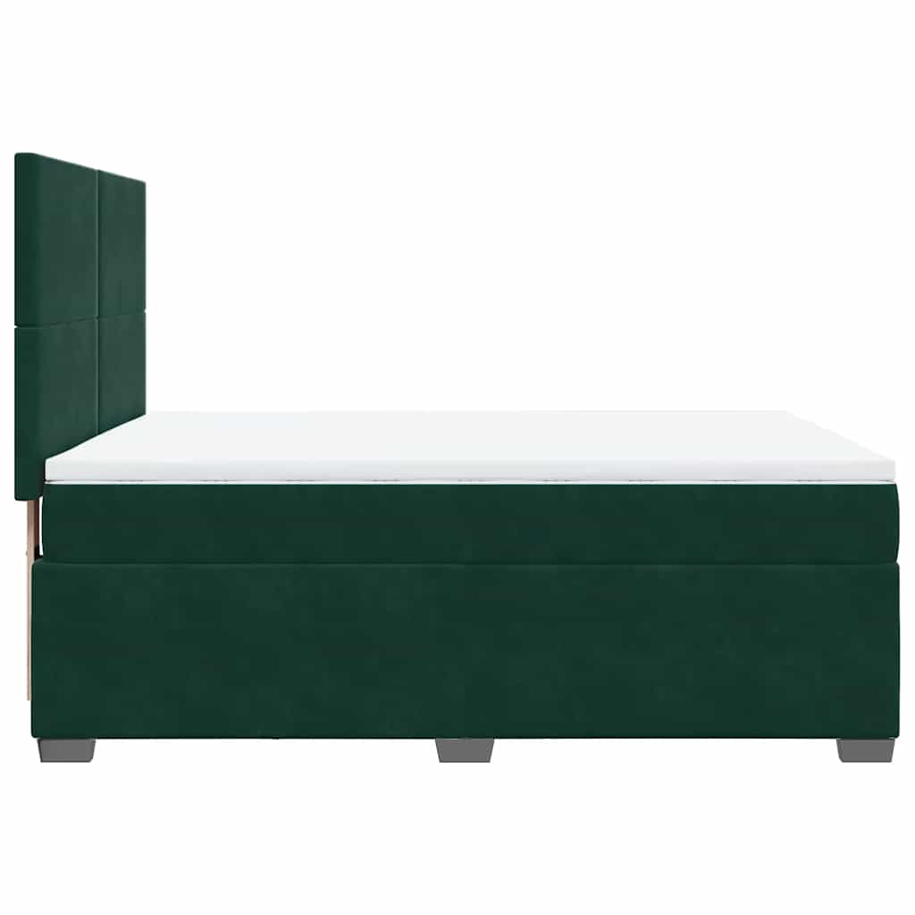 Κρεβάτι Boxspring με Στρώμα Σκούρο Πράσινο 140x190εκ. Βελούδινο