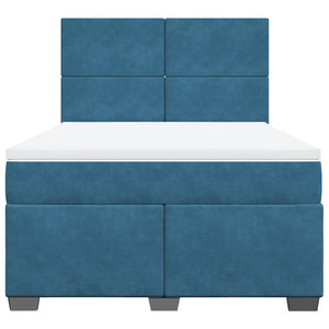 Κρεβάτι Boxspring με Στρώμα Μπλε 140x190 εκ. Βελούδινο - Pakobazaar