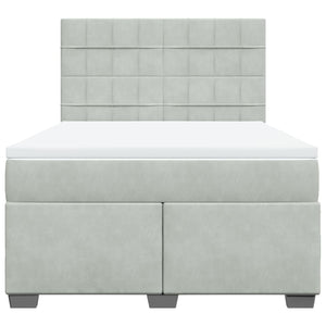 Κρεβάτι Boxspring με Στρώμα Ανοιχτό Γκρι 140x190 εκ. Βελούδινο - Pakobazaar
