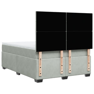 Κρεβάτι Boxspring με Στρώμα Ανοιχτό Γκρι 140x190 εκ. Βελούδινο - Pakobazaar