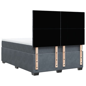 Κρεβάτι Boxspring με Στρώμα Σκούρο Γκρι 140x190 εκ. Βελούδινο
