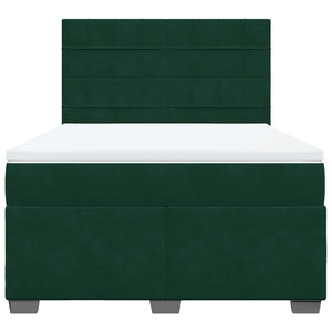 Κρεβάτι Boxspring με Στρώμα Σκούρο Πράσινο 140x190εκ. Βελούδινο