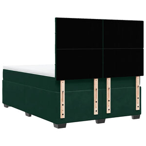 Κρεβάτι Boxspring με Στρώμα Σκούρο Πράσινο 140x190εκ. Βελούδινο