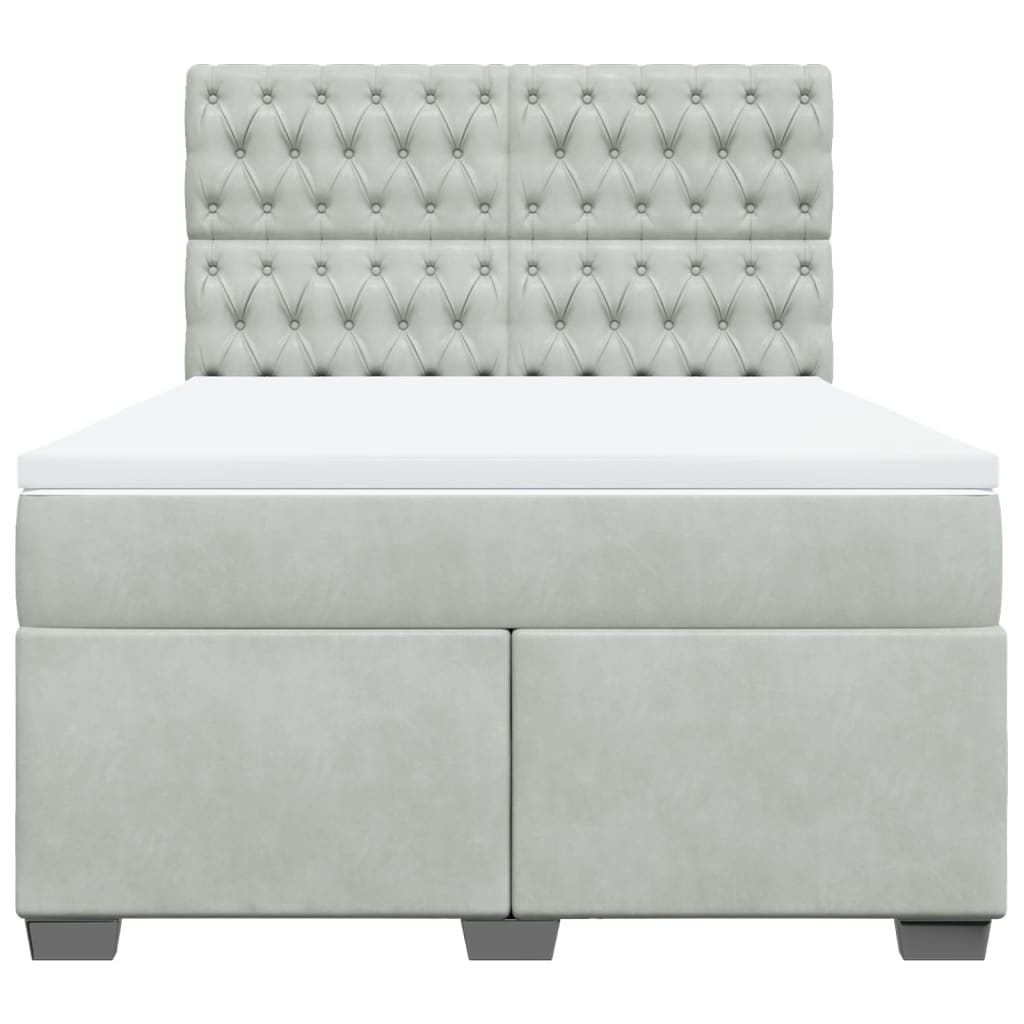 Κρεβάτι Boxspring με Στρώμα Ανοιχτό Γκρι 140x190 εκ. Βελούδινο - Pakobazaar