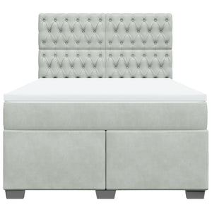 Κρεβάτι Boxspring με Στρώμα Ανοιχτό Γκρι 140x190 εκ. Βελούδινο - Pakobazaar