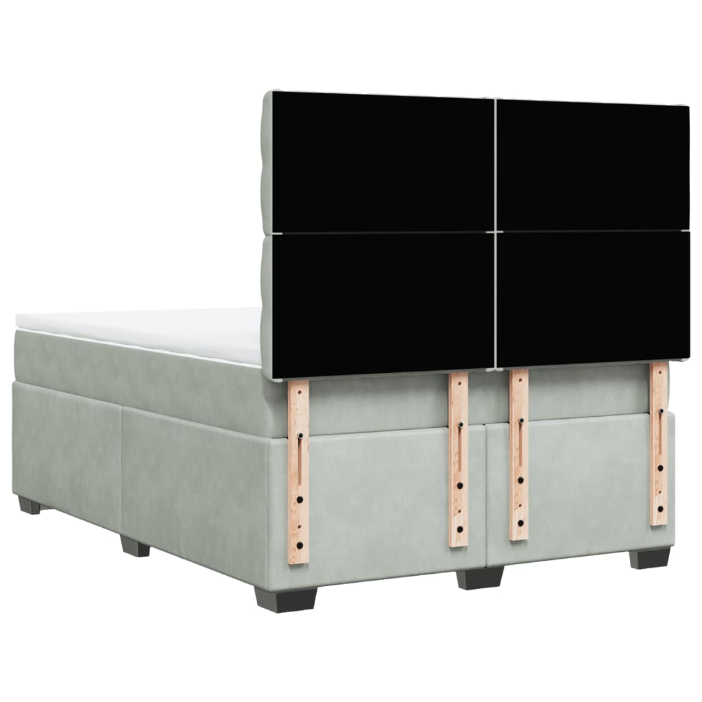 Κρεβάτι Boxspring με Στρώμα Ανοιχτό Γκρι 140x190 εκ. Βελούδινο - Pakobazaar