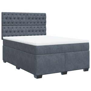 Κρεβάτι Boxspring με Στρώμα Σκούρο Γκρι 140x190 εκ. Βελούδινο