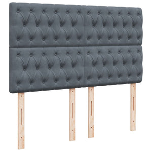 Κρεβάτι Boxspring με Στρώμα Σκούρο Γκρι 140x190 εκ. Βελούδινο