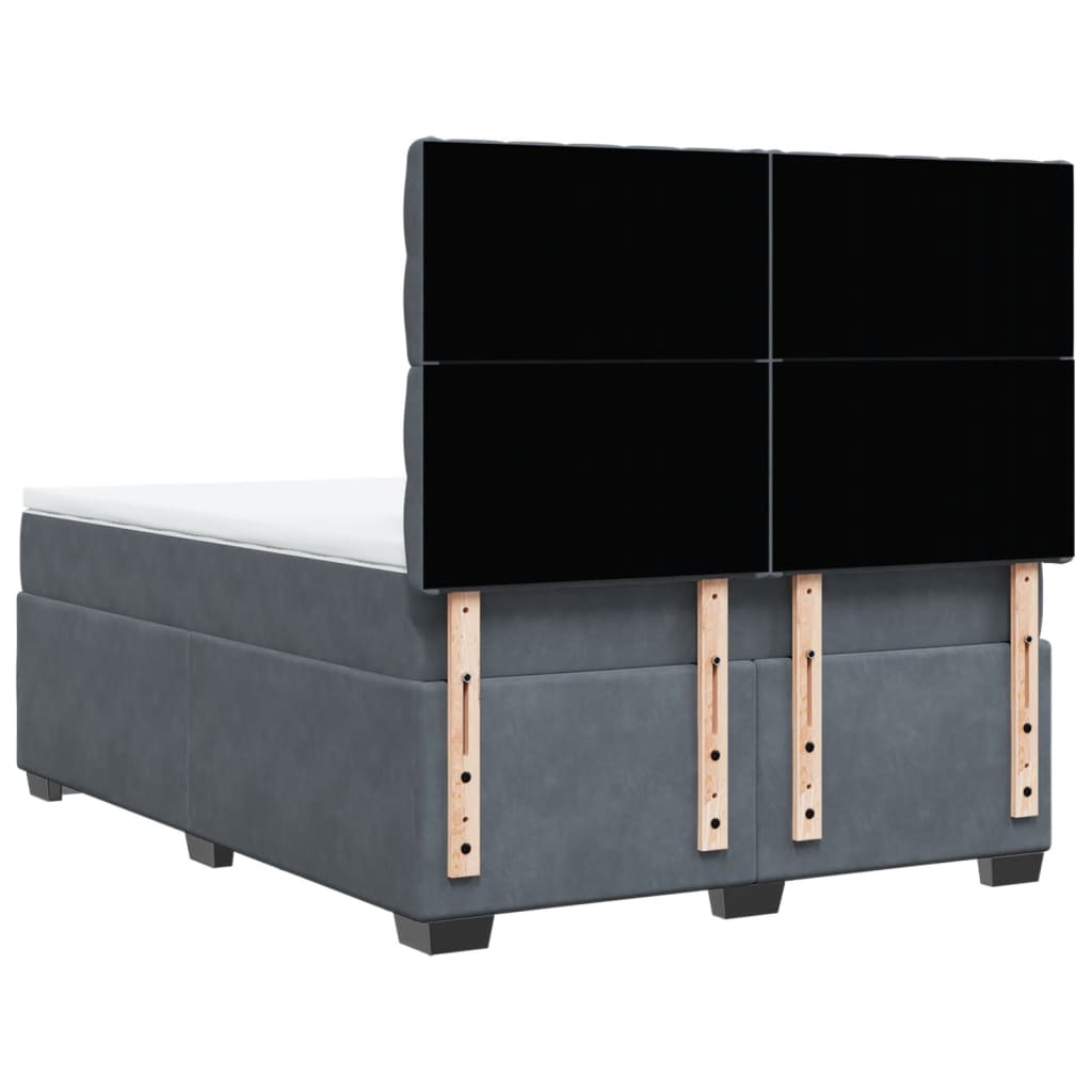 Κρεβάτι Boxspring με Στρώμα Σκούρο Γκρι 140x190 εκ. Βελούδινο