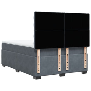 Κρεβάτι Boxspring με Στρώμα Σκούρο Γκρι 140x190 εκ. Βελούδινο