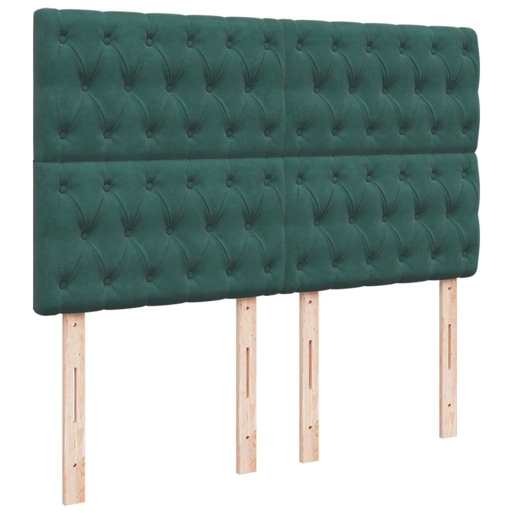 Κρεβάτι Boxspring με Στρώμα Σκούρο Πράσινο 140x190εκ. Βελούδινο