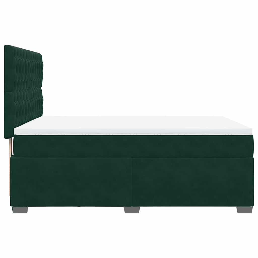 Κρεβάτι Boxspring με Στρώμα Σκούρο Πράσινο 140x190εκ. Βελούδινο