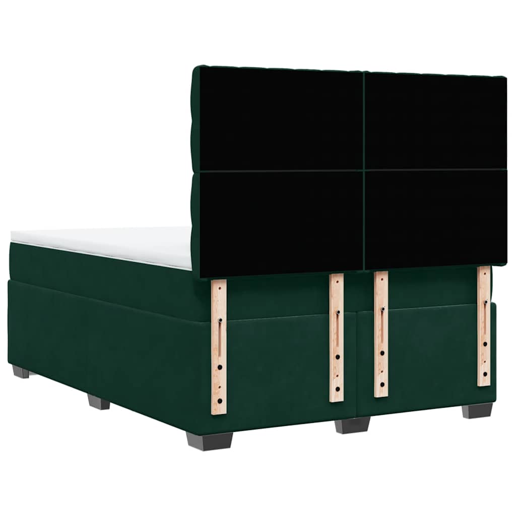 Κρεβάτι Boxspring με Στρώμα Σκούρο Πράσινο 140x190εκ. Βελούδινο