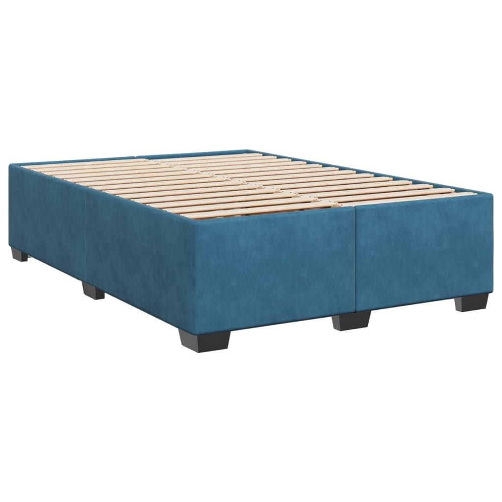 Κρεβάτι Boxspring με Στρώμα Μπλε 140x190 εκ. Βελούδινο - Pakobazaar
