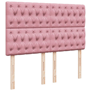 Κρεβάτι Boxspring με Στρώμα Ροζ 140x190 εκ. Βελούδινο - Pakobazaar