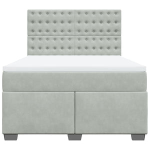 Κρεβάτι Boxspring με Στρώμα Ανοιχτό Γκρι 140x190 εκ. Βελούδινο - Pakobazaar