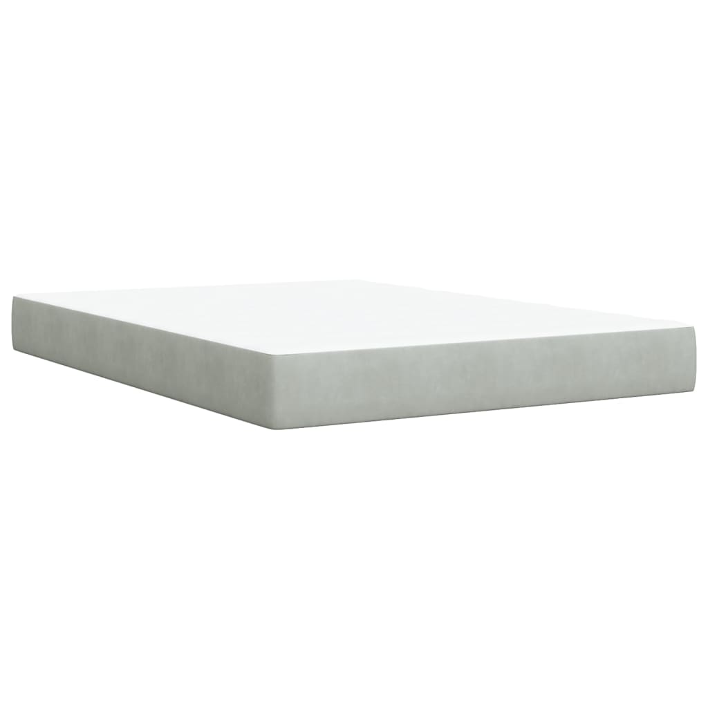 Κρεβάτι Boxspring με Στρώμα Ανοιχτό Γκρι 140x190 εκ. Βελούδινο - Pakobazaar