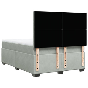 Κρεβάτι Boxspring με Στρώμα Ανοιχτό Γκρι 140x190 εκ. Βελούδινο - Pakobazaar