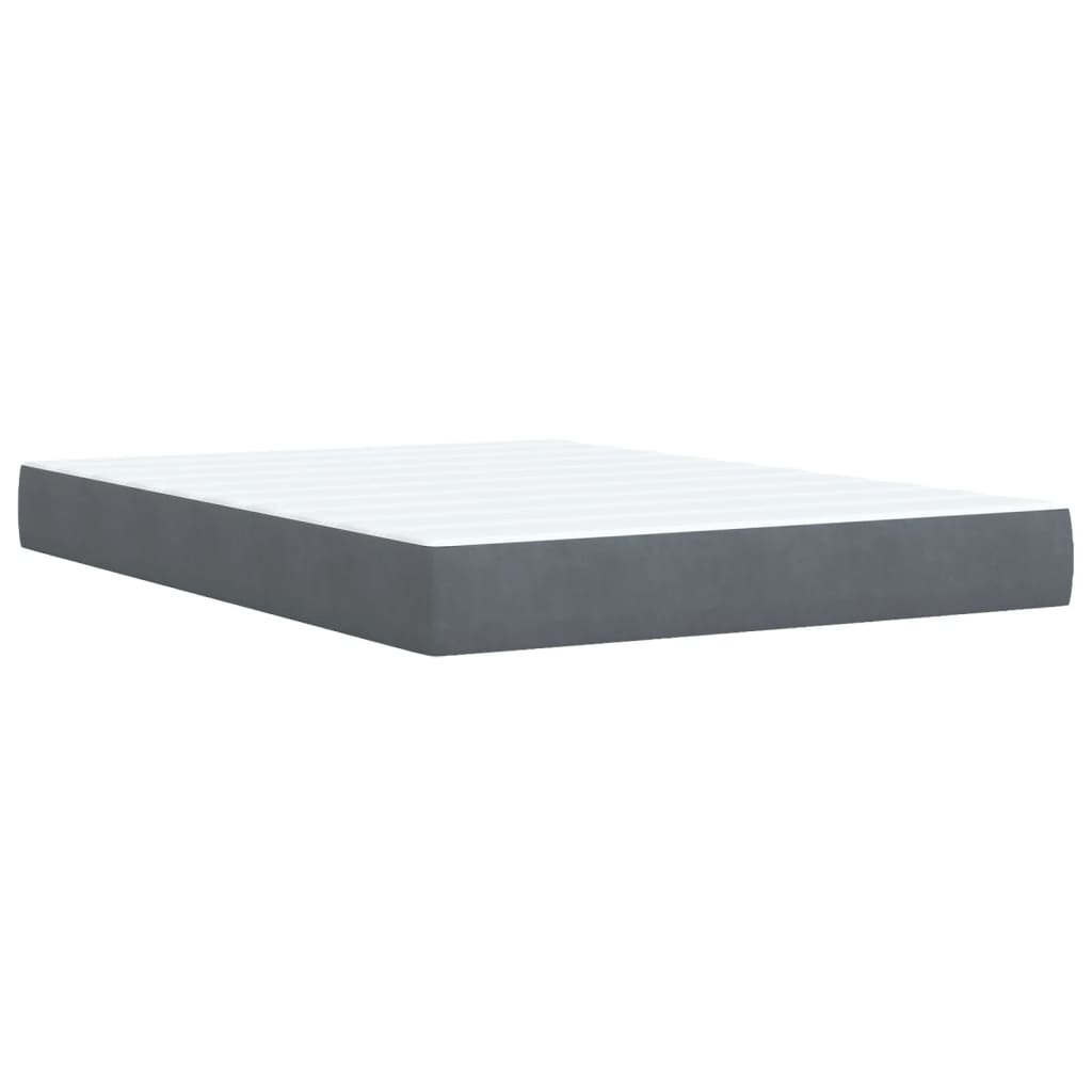 Κρεβάτι Boxspring με Στρώμα Σκούρο Γκρι 140x190 εκ. Βελούδινο - Pakobazaar