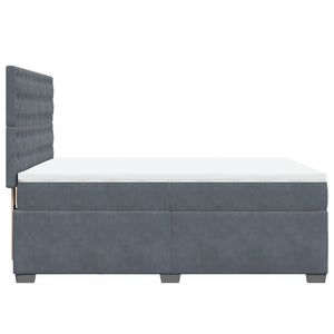 Κρεβάτι Boxspring με Στρώμα Σκούρο Γκρι 140x190 εκ. Βελούδινο - Pakobazaar