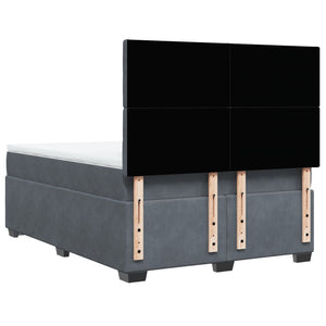 Κρεβάτι Boxspring με Στρώμα Σκούρο Γκρι 140x190 εκ. Βελούδινο - Pakobazaar