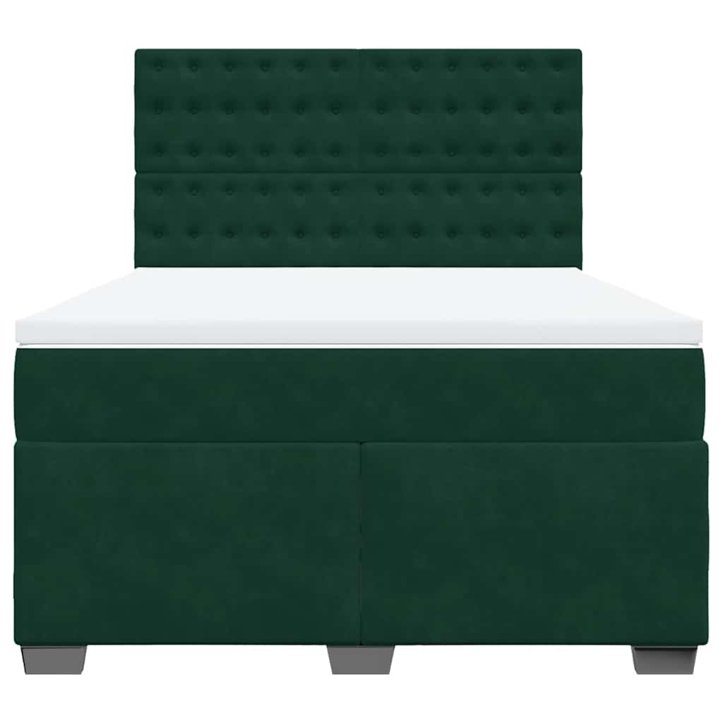 Κρεβάτι Boxspring με Στρώμα Σκούρο Πράσινο 140x190εκ. Βελούδινο