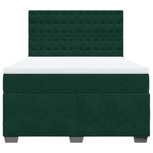 Κρεβάτι Boxspring με Στρώμα Σκούρο Πράσινο 140x190εκ. Βελούδινο