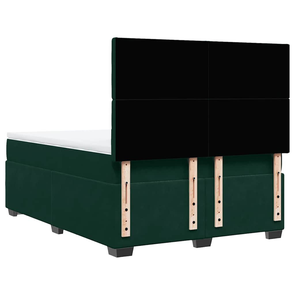 Κρεβάτι Boxspring με Στρώμα Σκούρο Πράσινο 140x190εκ. Βελούδινο