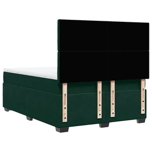 Κρεβάτι Boxspring με Στρώμα Σκούρο Πράσινο 140x190εκ. Βελούδινο