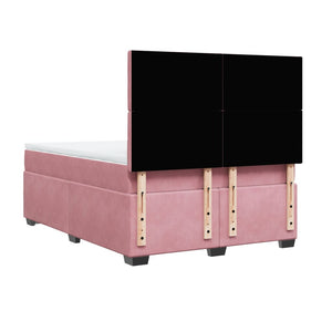 Κρεβάτι Boxspring με Στρώμα Ροζ 140x190 εκ. Βελούδινο