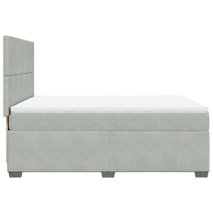 Κρεβάτι Boxspring με Στρώμα Ανοιχτό Γκρι 140x200 εκ. Βελούδινο
