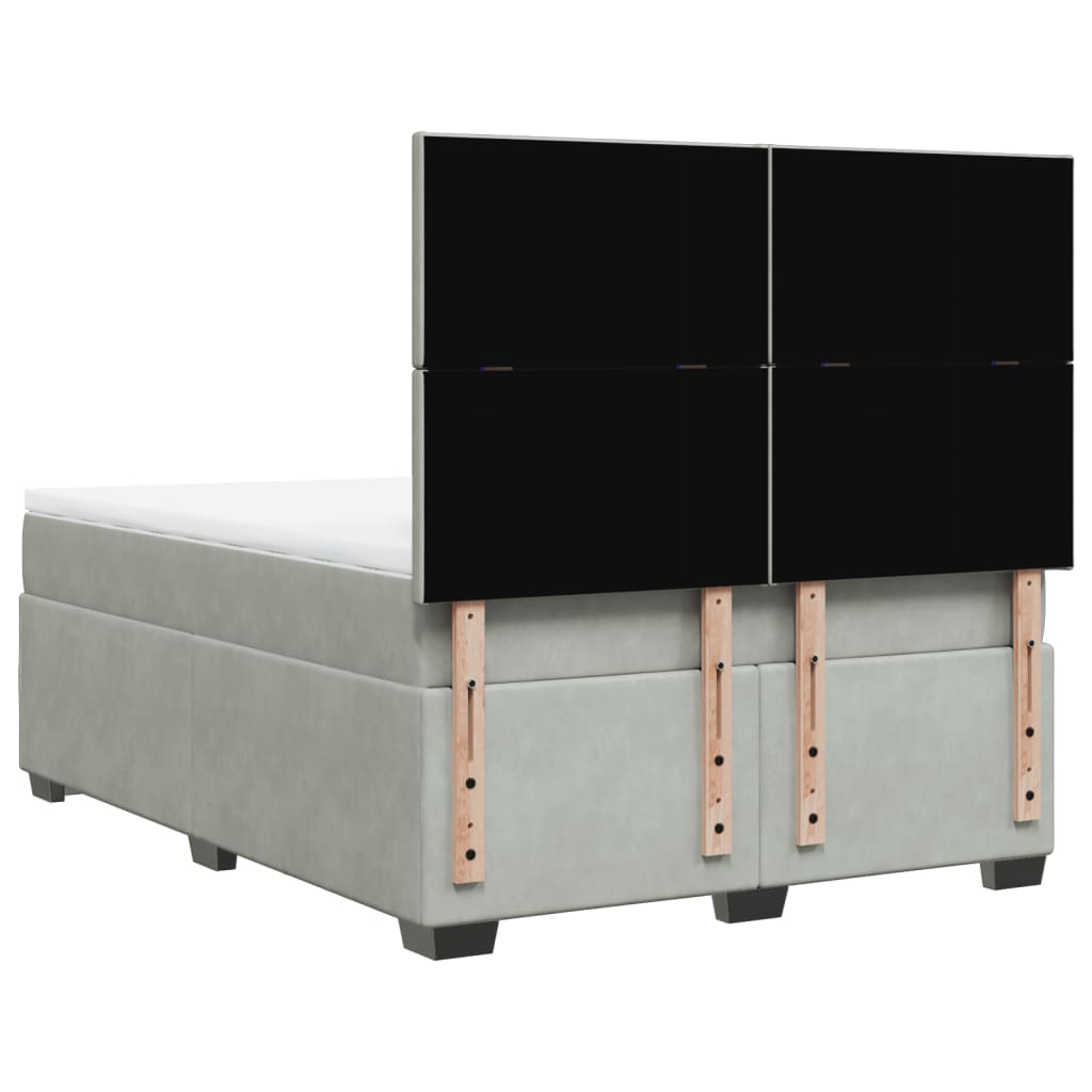 Κρεβάτι Boxspring με Στρώμα Ανοιχτό Γκρι 140x200 εκ. Βελούδινο