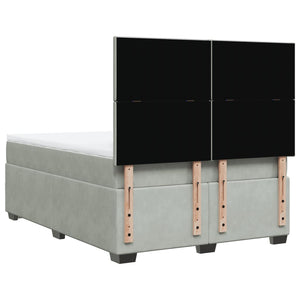 Κρεβάτι Boxspring με Στρώμα Ανοιχτό Γκρι 140x200 εκ. Βελούδινο