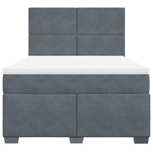 Κρεβάτι Boxspring με Στρώμα Σκούρο Γκρι 140x200 εκ. Βελούδινο